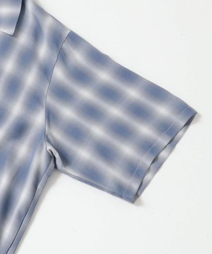 中性漸變格紋短袖襯衫