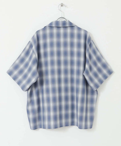 中性漸變格紋短袖襯衫