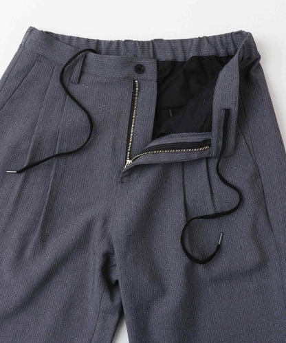 微格紋雙褶寬鬆西裝褲