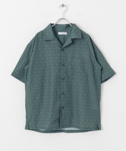 提花開領短袖襯衫