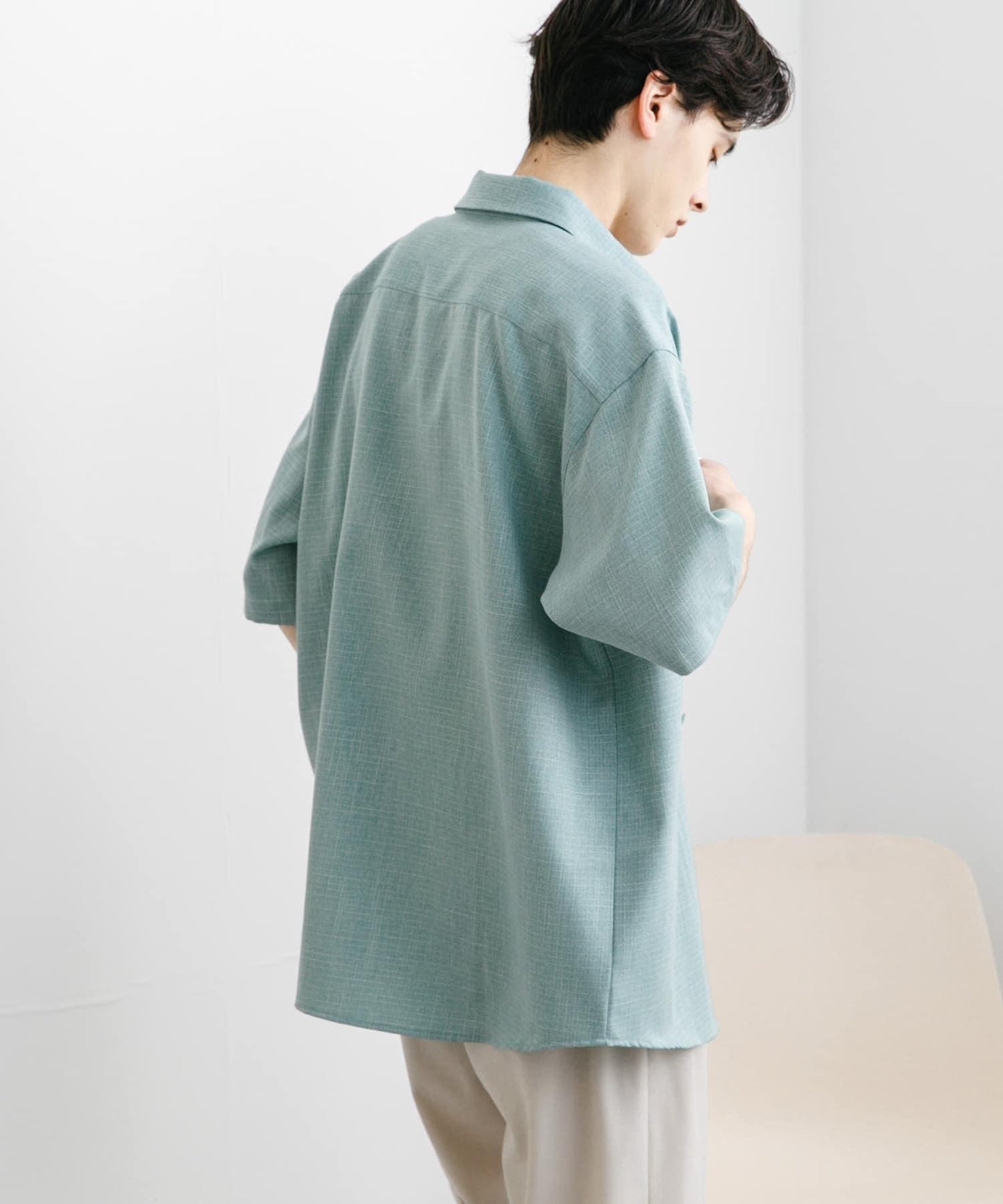 混色常規領短袖襯衫