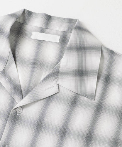 中性漸變格紋短袖襯衫