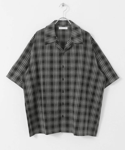 中性漸變格紋短袖襯衫