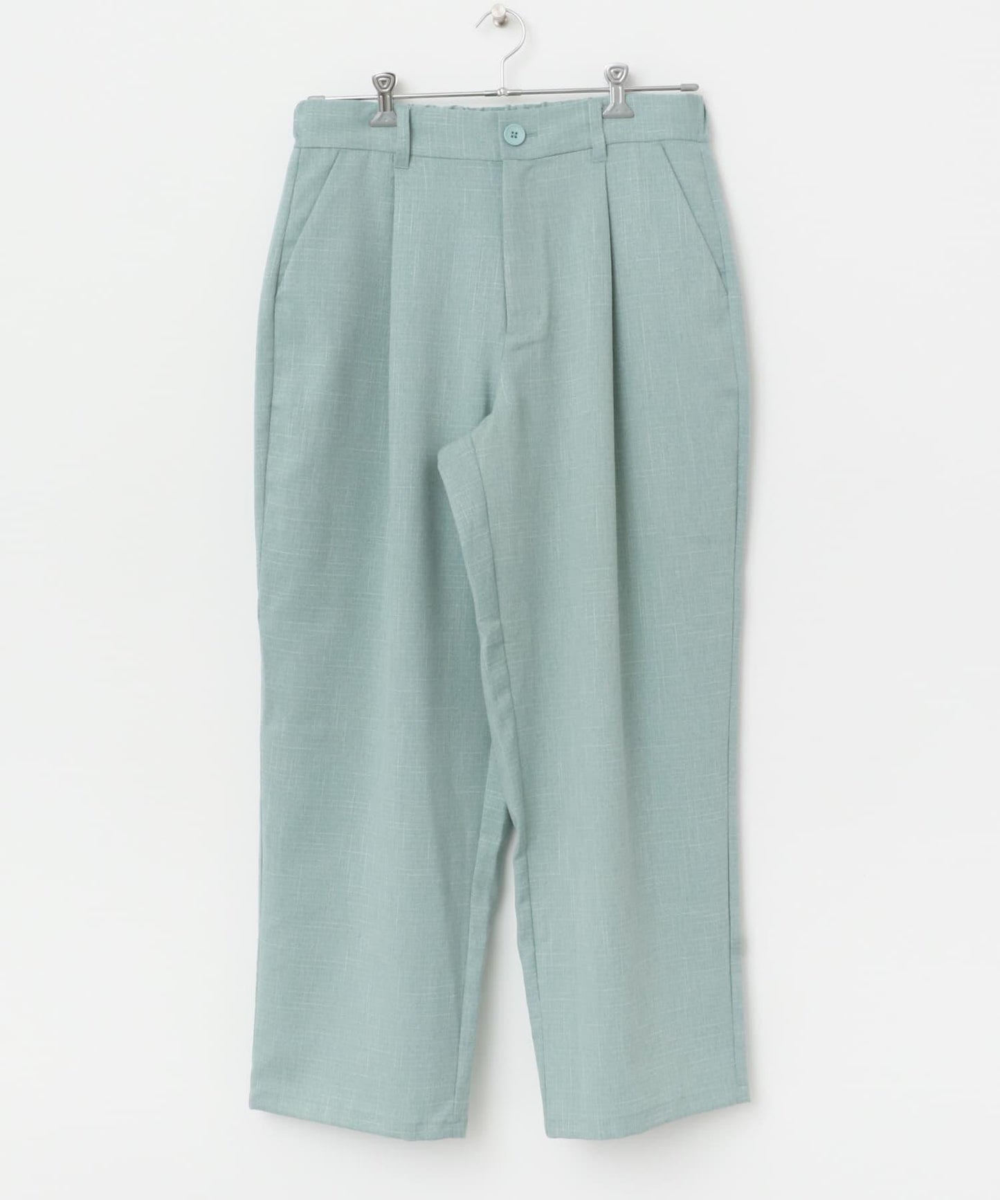 混色褶皺寬腿褲