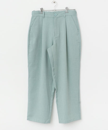 混色褶皺寬腿褲