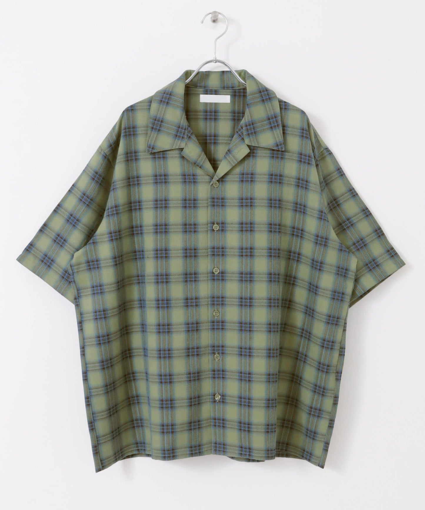 中性漸變格紋短袖襯衫