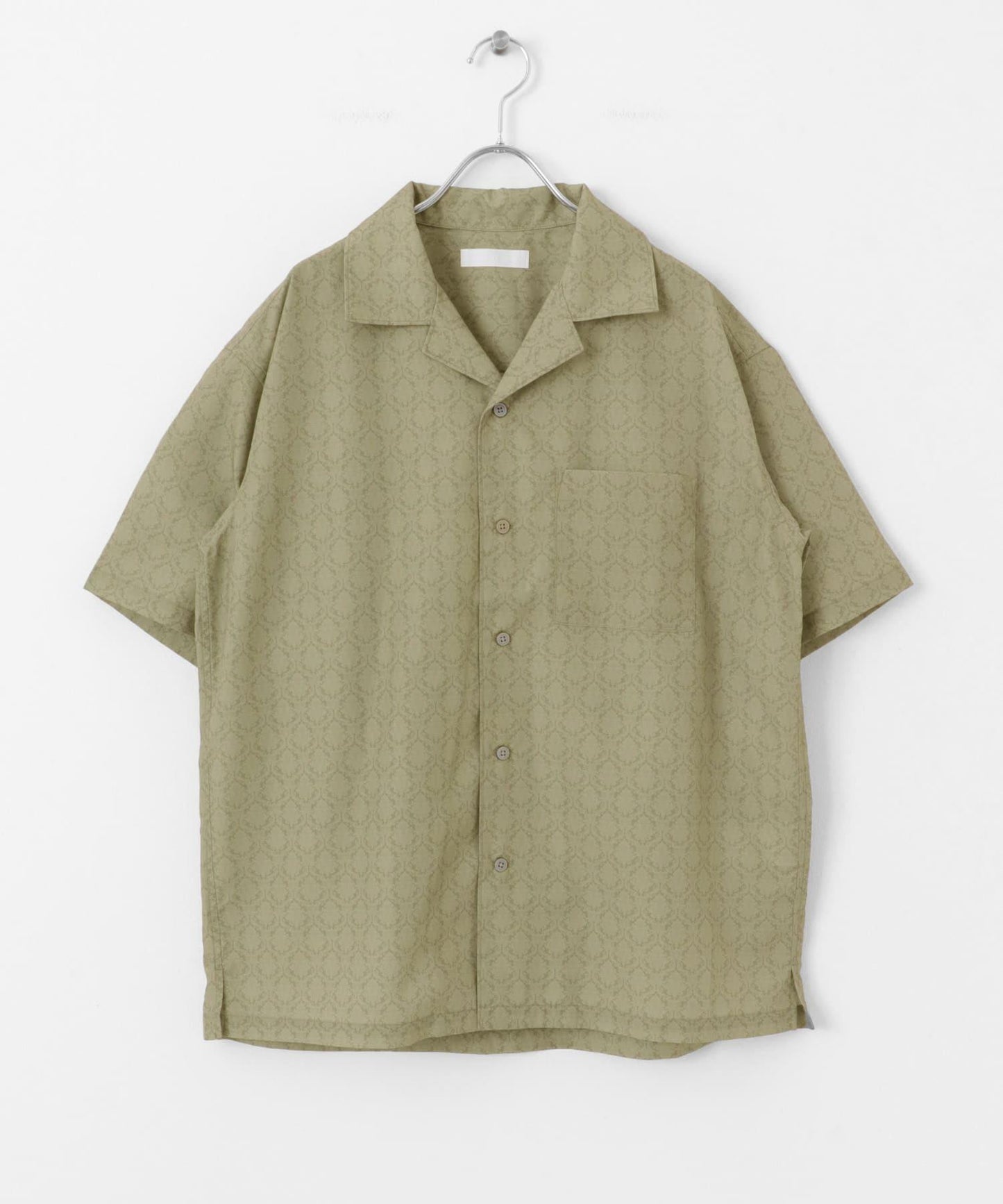 提花開領短袖襯衫