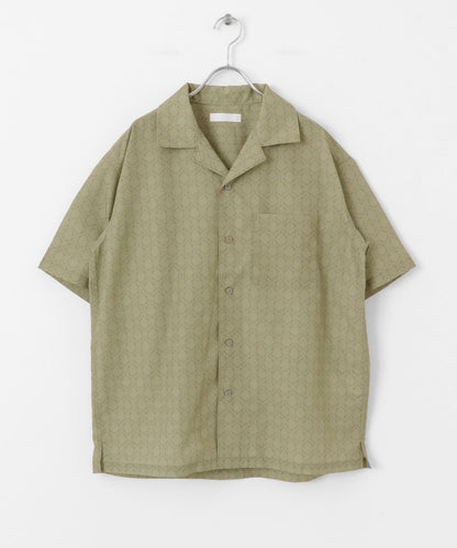 提花開領短袖襯衫