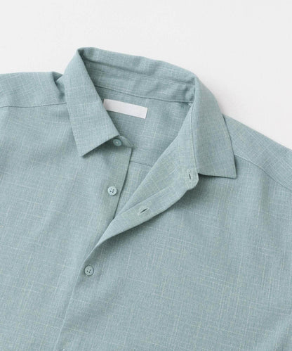 混色常規領短袖襯衫