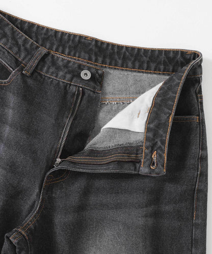 中性破洞牛仔寬腿褲