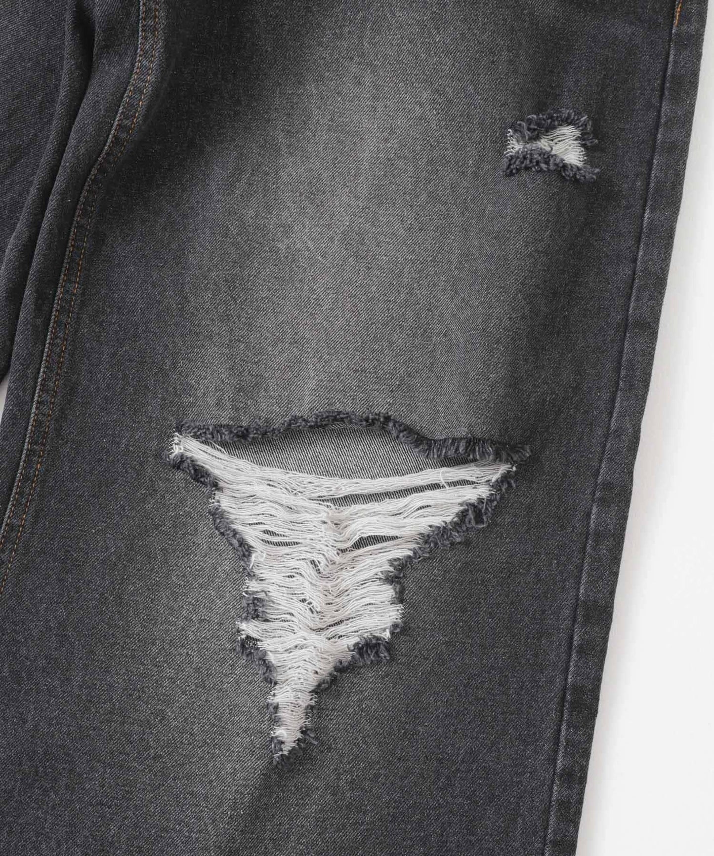 中性破洞牛仔寬腿褲