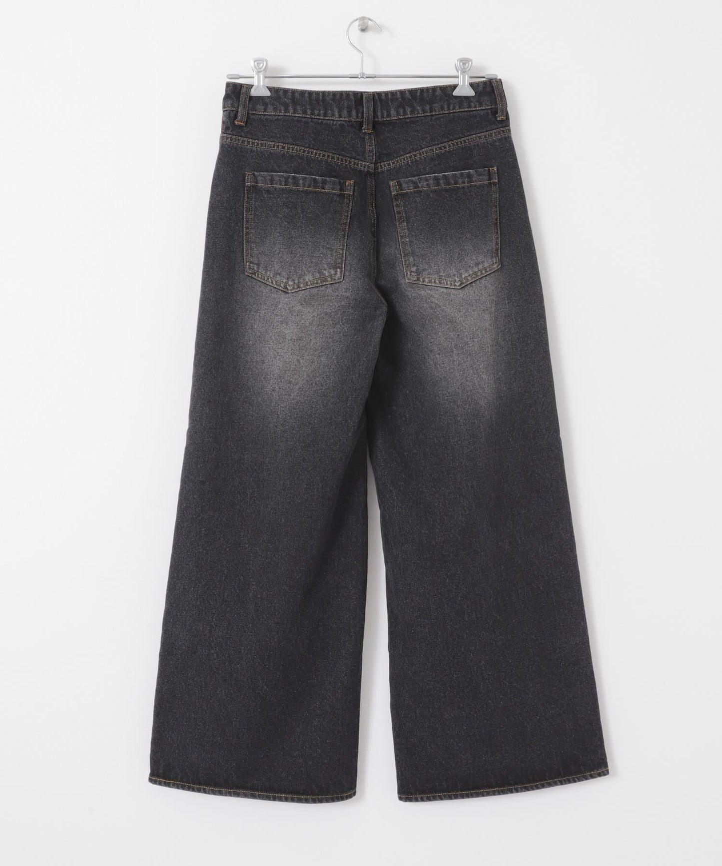 中性破洞牛仔寬腿褲