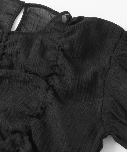 褶皺五分袖襯衫