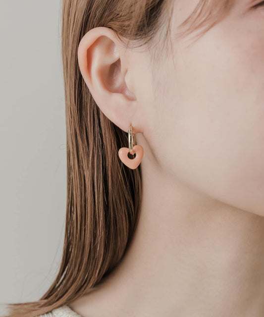 彩色愛心水滴圈形耳環