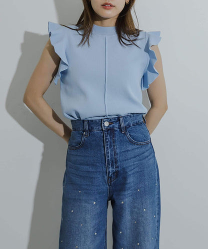 荷葉邊修身針織衫