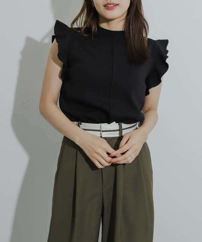 荷葉邊修身針織衫