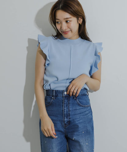 荷葉邊修身針織衫