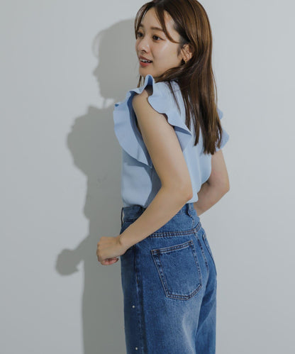 荷葉邊修身針織衫