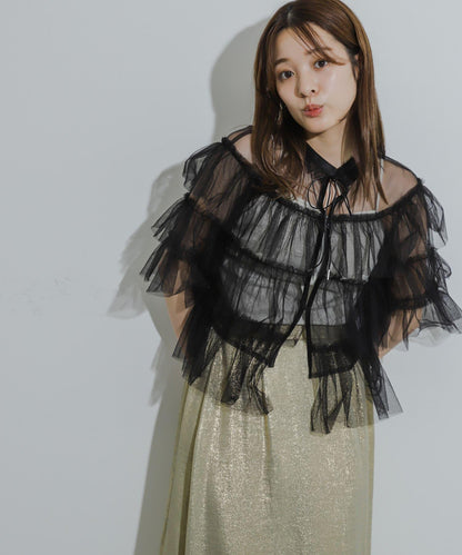 多層網紗拼接女式襯衫