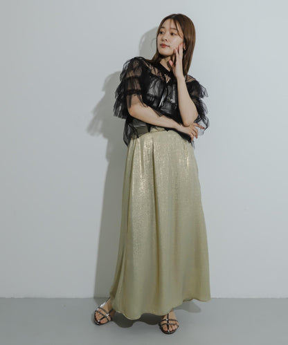 多層網紗拼接女式襯衫