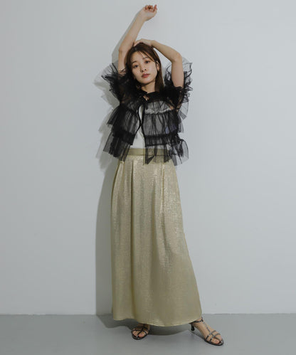 多層網紗拼接女式襯衫