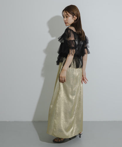 多層網紗拼接女式襯衫