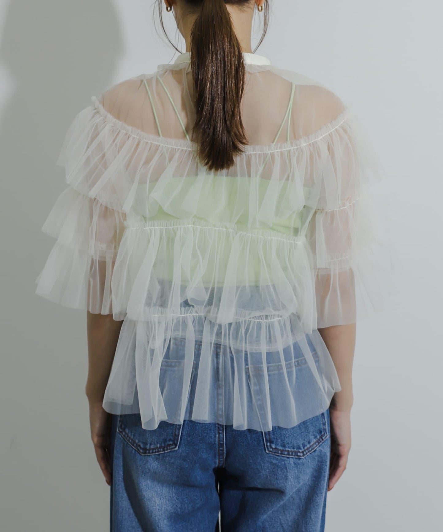 多層網紗拼接女式襯衫