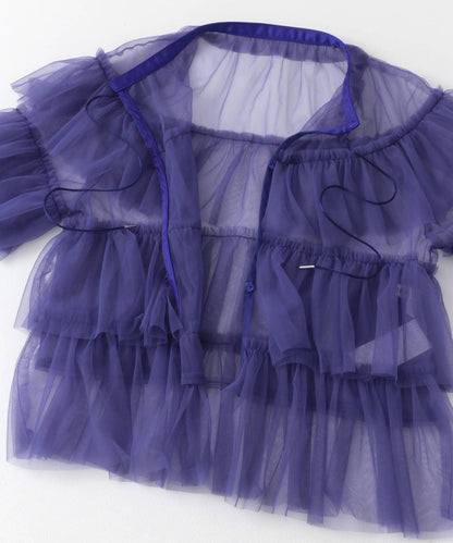 多層網紗拼接女式襯衫