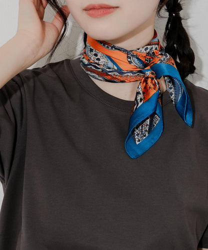 拼色圖案絲巾