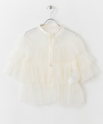 多層網紗拼接女式襯衫