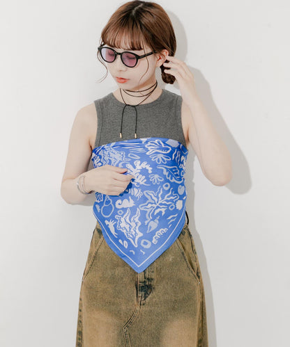 拼色圖案絲巾