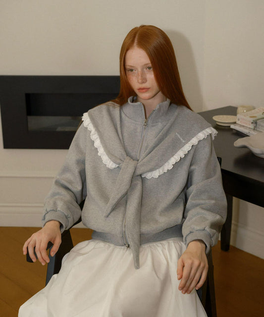 VITALSIGN 蕾絲斗篷標誌拉鍊開衫