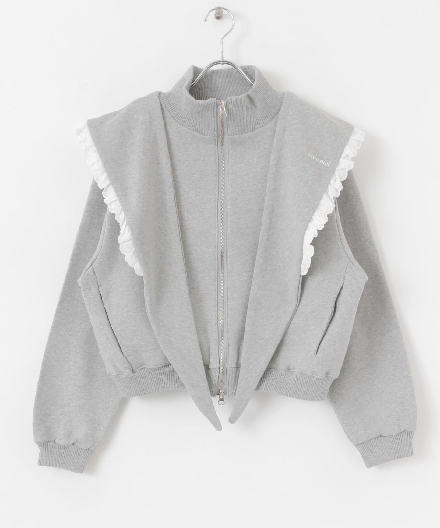 VITALSIGN 蕾絲斗篷標誌拉鍊開衫