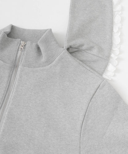 VITALSIGN 蕾絲斗篷標誌拉鍊開衫