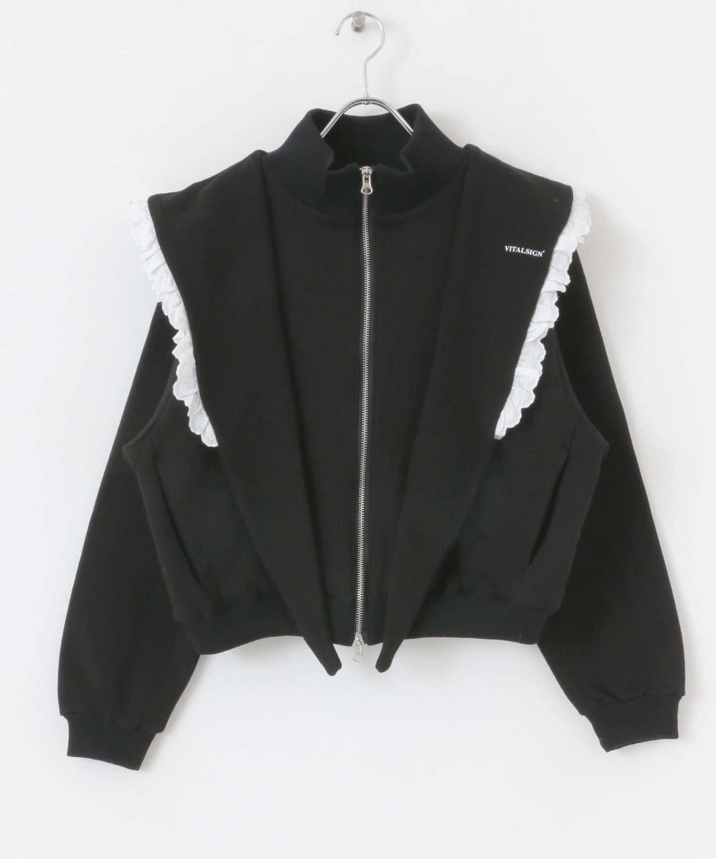 VITALSIGN 蕾絲斗篷標誌拉鍊開衫