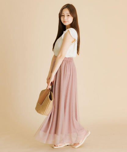 柔軟網紗休閒裙