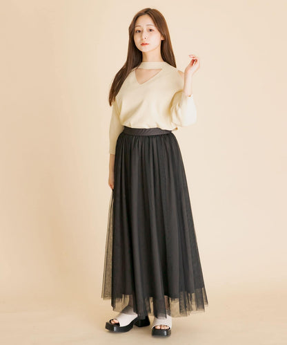 柔軟網紗休閒裙