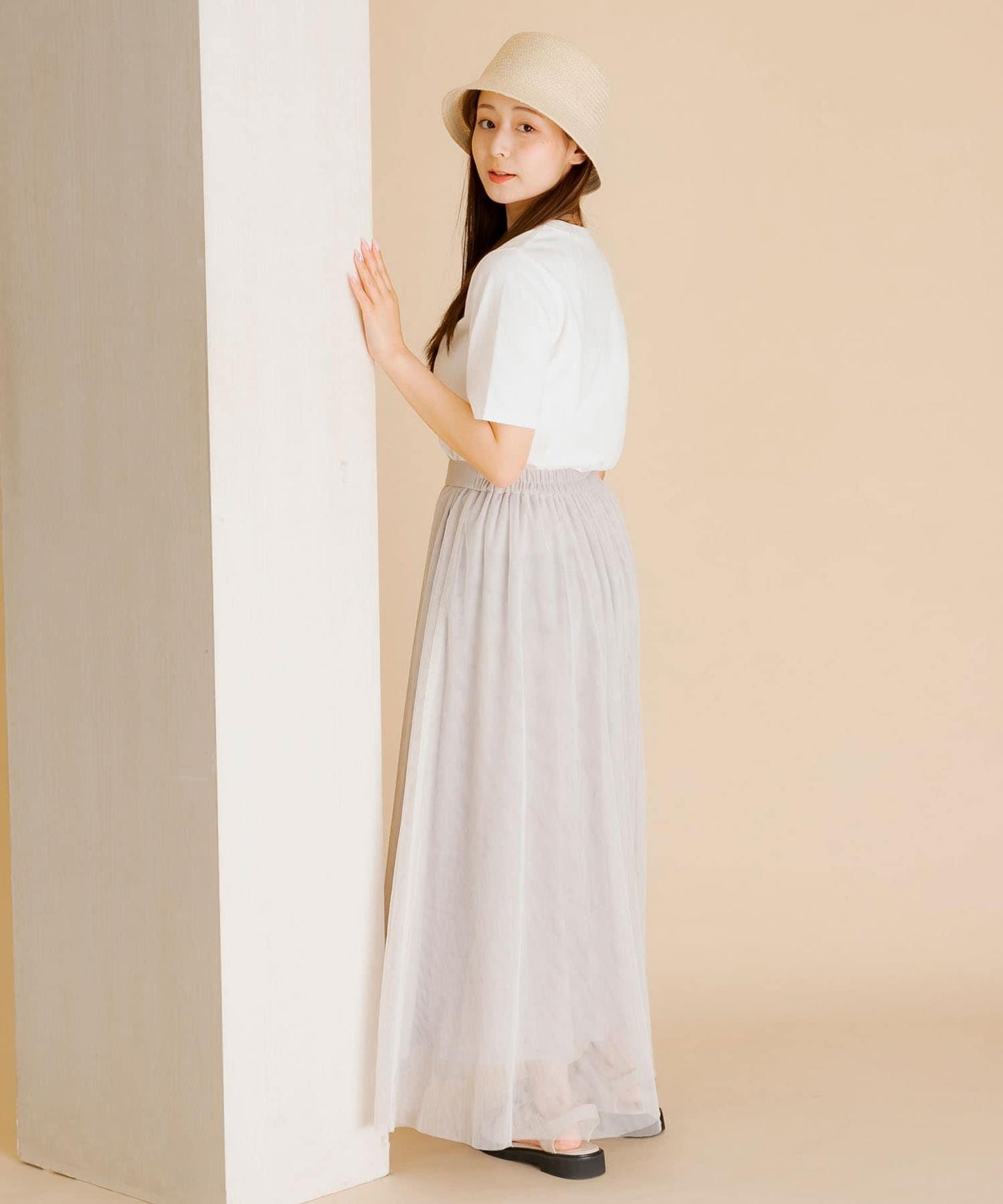 柔軟網紗休閒裙