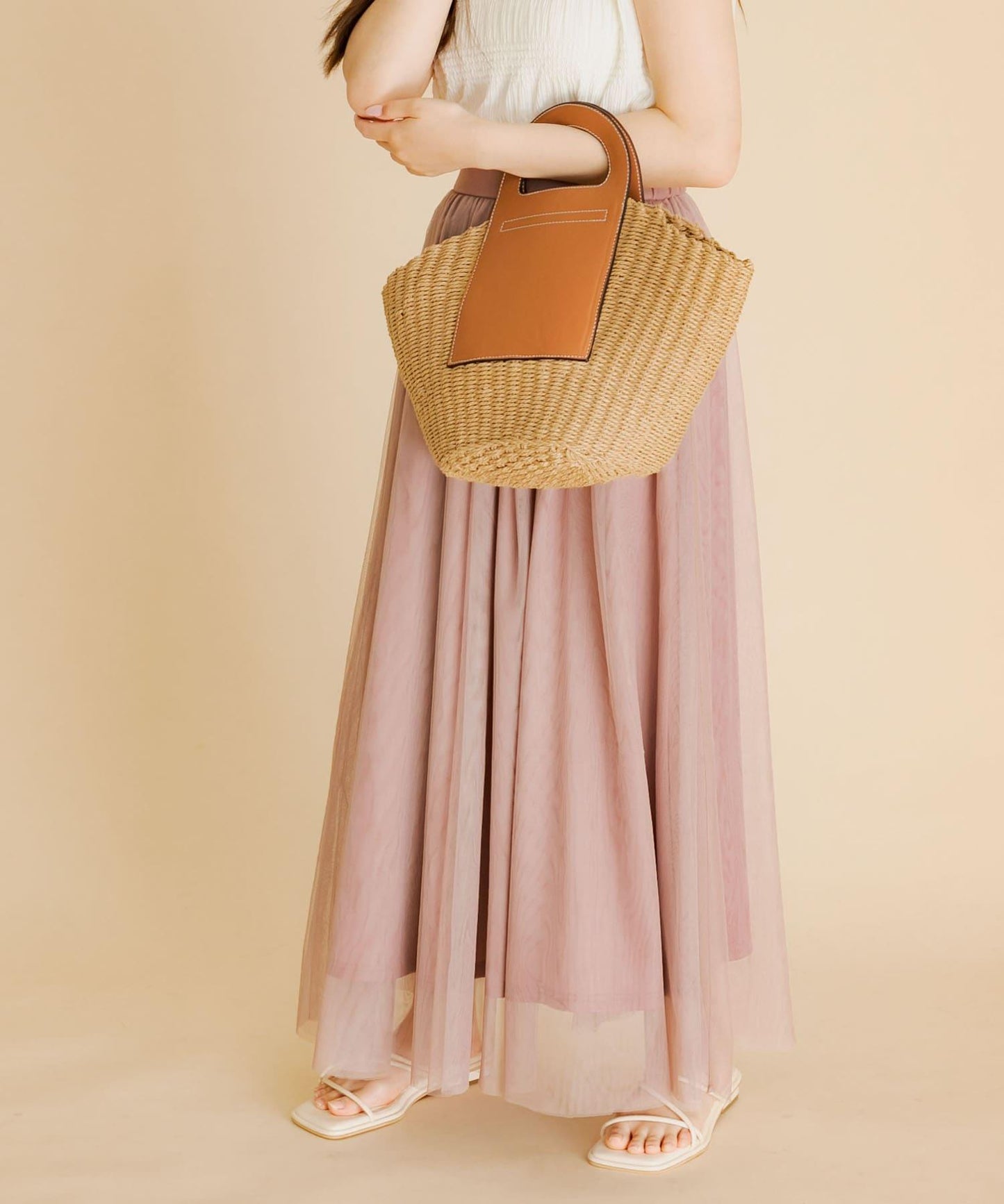 柔軟網紗休閒裙