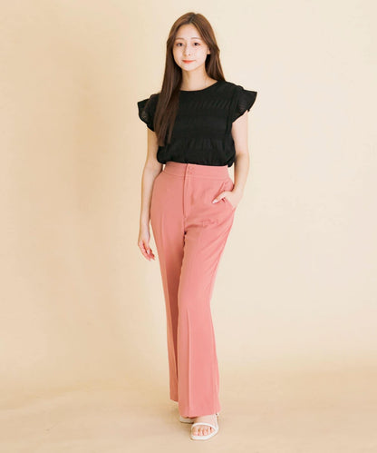 高腰微喇叭褲