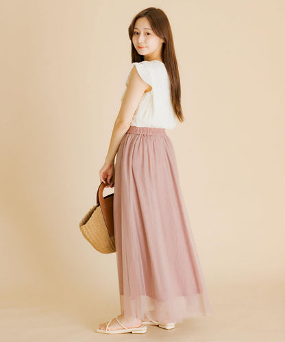 柔軟網紗休閒裙