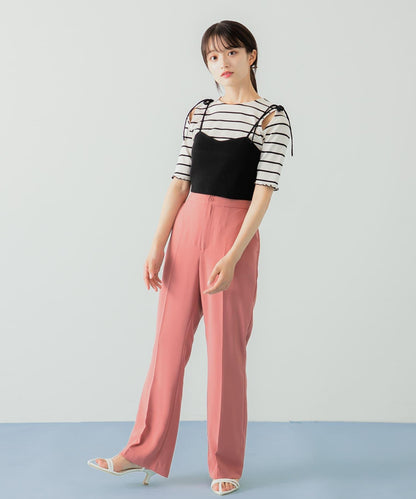 高腰微喇叭褲