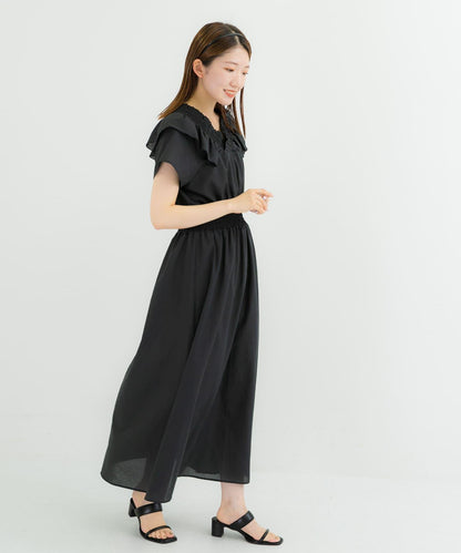 2WAY抽褶荷葉邊連衣裙