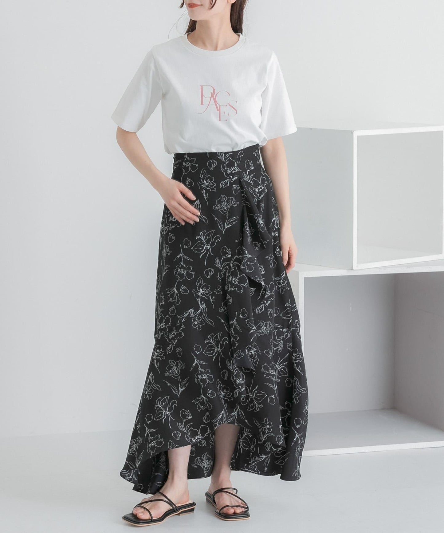 圖案五分袖緊身T恤