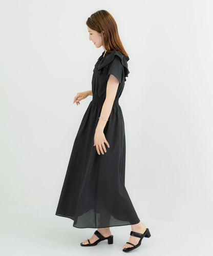 2WAY抽褶荷葉邊連衣裙