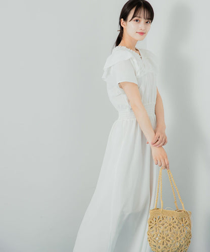 2WAY抽褶荷葉邊連衣裙