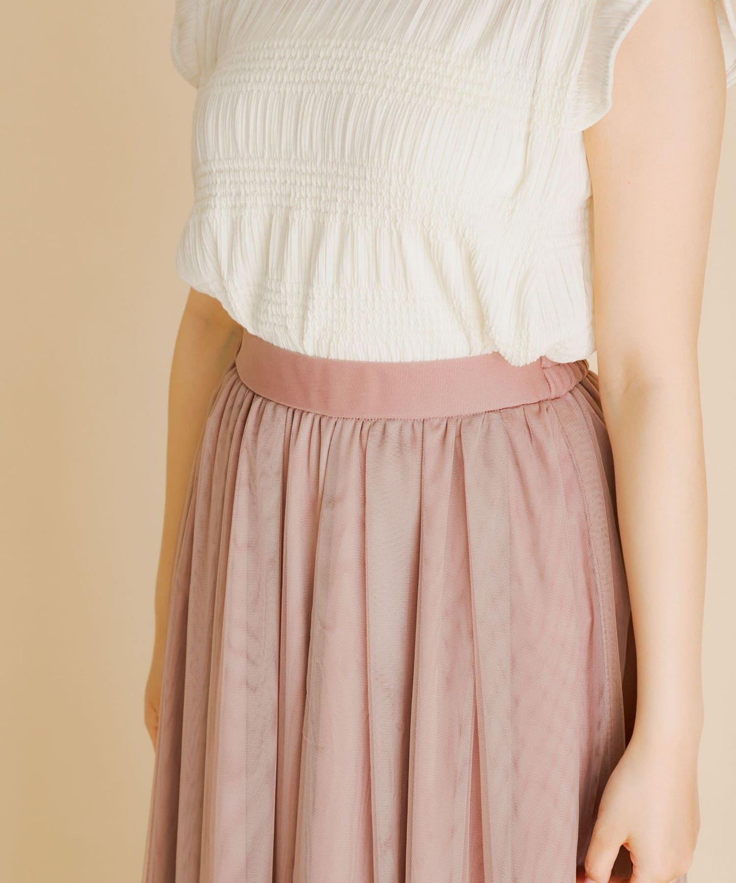 柔軟網紗休閒裙