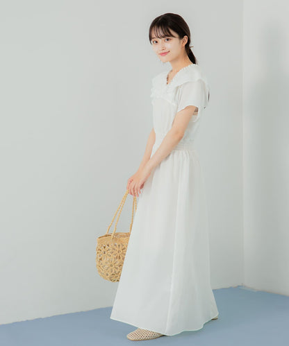 2WAY抽褶荷葉邊連衣裙