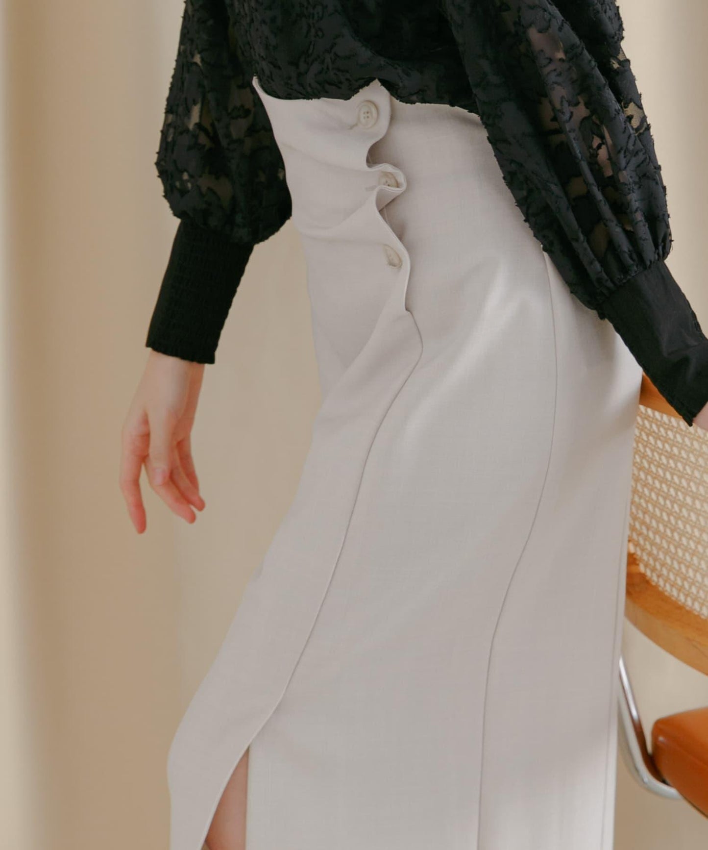 紐扣裝飾半身裙