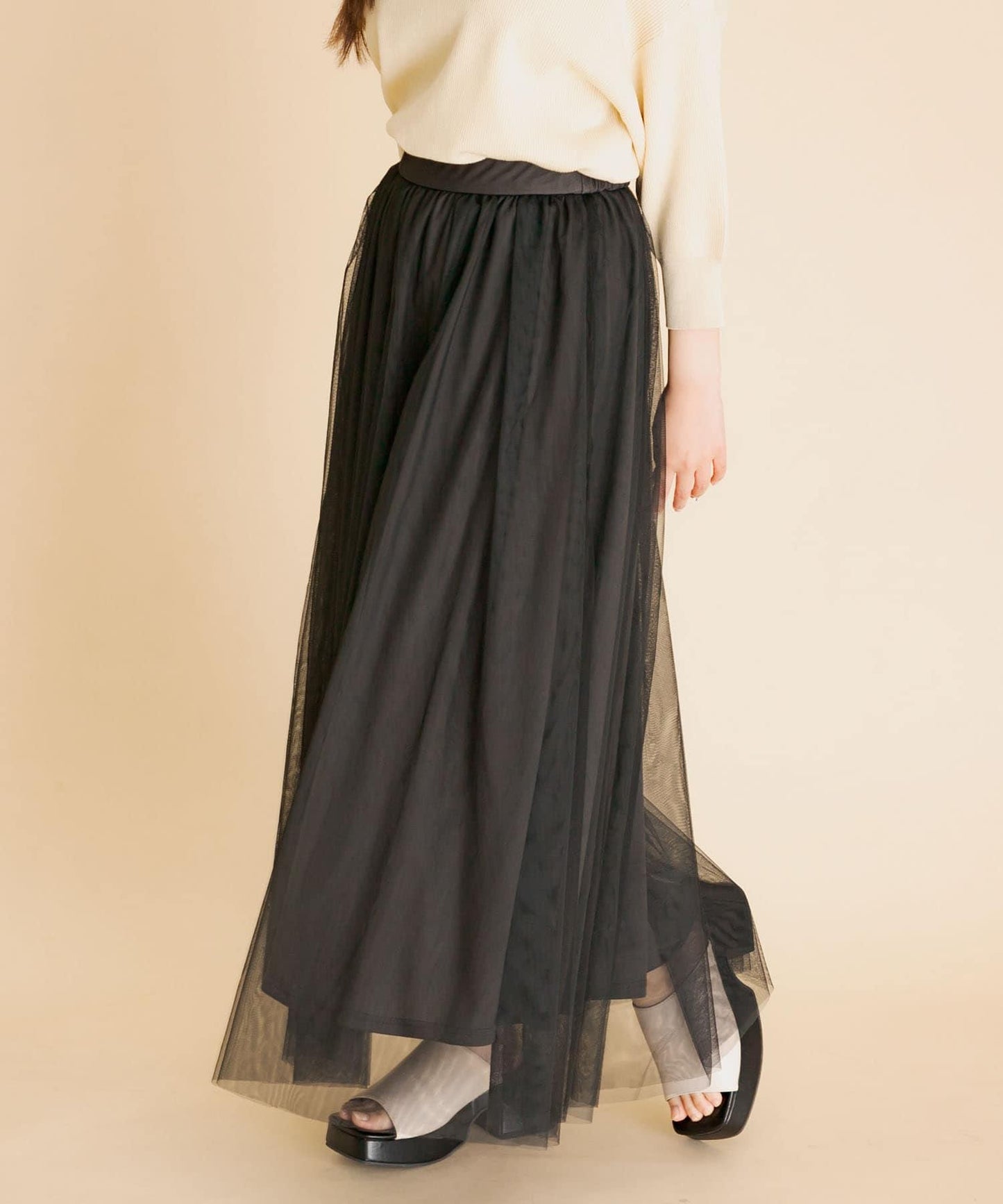 柔軟網紗休閒裙